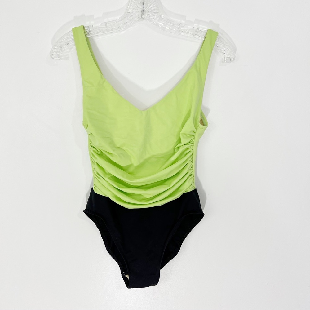 Miraclesuit Lime Green Black Colorblock Underwire One Piece Swimsuit